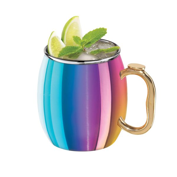 Oggi Stainless Steel Moscow Mule Mug - 20 oz, Rainbow with EZ-grip handle