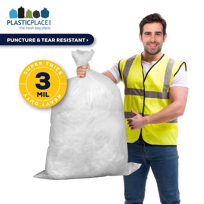Plasticplace Heavy Duty 55-60 Gallon Trash Bags, Clear (100 Count