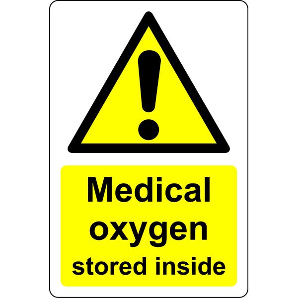 Medical oxygen stored inside Safety sign - Self adhesive sticker (200mm x 150mm)