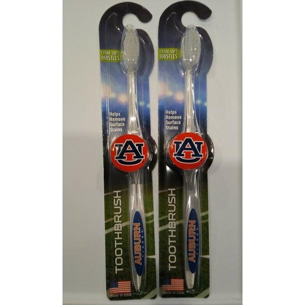 NCAA Toothbrushes - Auburn Tigers UA Extra Soft Bristles 2 Pack