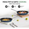 2 Pieces Induction Pots and Pans Set Nonstick Titanium Coated Cookware Set Blue