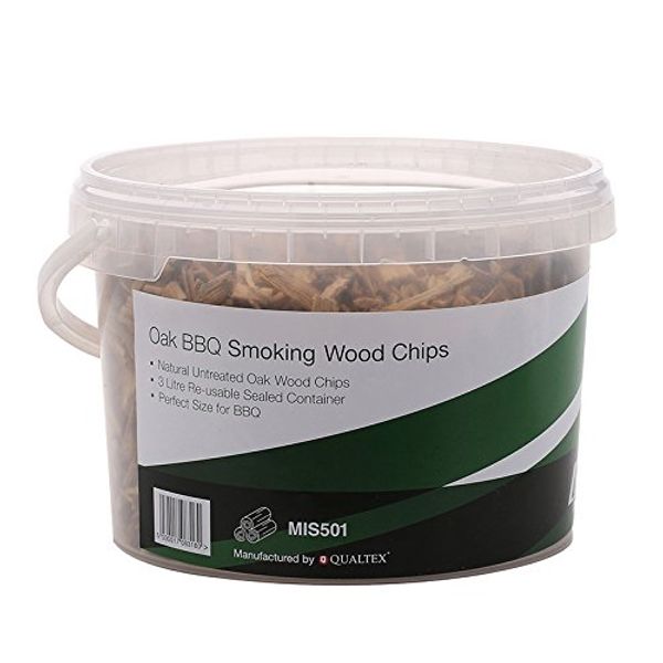 First4Spares Classic Oak Smoking Wood Chips for Fire Pits BBQ's & Smokers - 3L Resealable Tub for Freshness