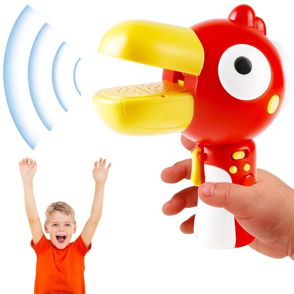 3-IN-1 Voice Changer for Kids, Cartoon Bird Voice Changing Device for Boys & Girls Voice Changer Toy with 3 Different Voice Effects - Megaphone Bullhorn | Recorder | Voice Changer for Pranks (Red)