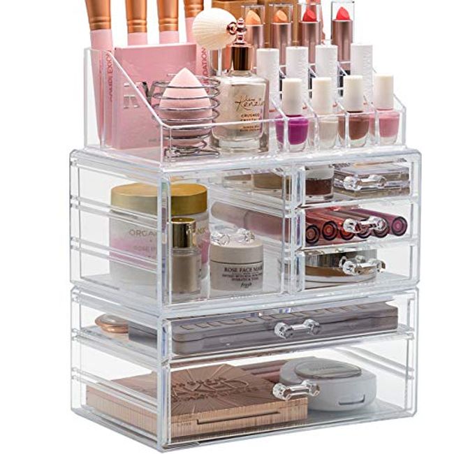 Cosmetic Makeup and Jewelry Storage Case Display, Spacious Design, Great  for Bathroom, Dresser, Vanity and Countertop (3 Large, 4 Small Drawers