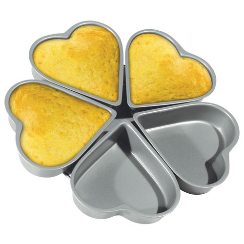 Fox Run Linked Heart Cake Pan, 4-Inch, Preferred Non-Stick