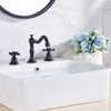 GGStudy Two Handles Three Holes Faucet 8-16 inch Widespread Bathroom Sink Faucet Oil Rubbed Bronze Basin Tap Mixer Supply Hose Included Matching Metal Pop Up Drain