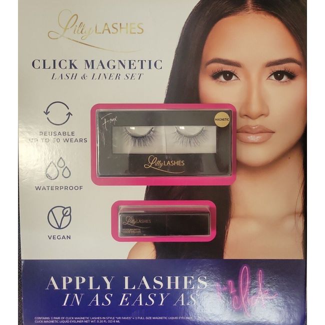 Lilly Lashes Click Magnetic Eyelashes + Eyeliner Ur Faves - New Sealed Box