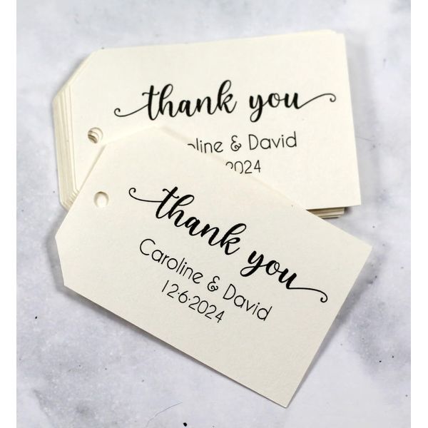 Wedding Thank You Labels with Personalization - 12pc (Cream)