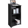 Podium Stand 47 in Hostess Stand with Rolling Wheels&Storage Shelve Black