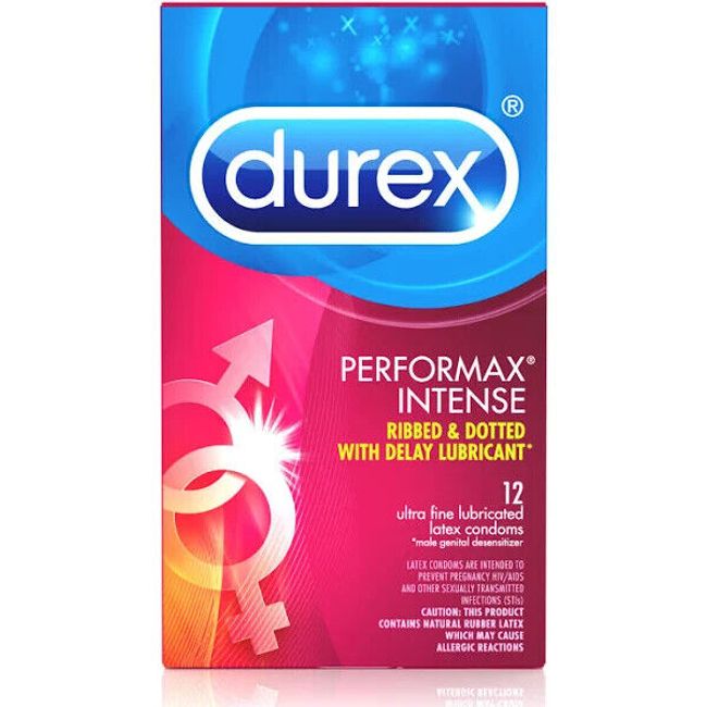 Durex Performax Intense 12 Condoms ultra fine whit delay lubricant, EXP 9/24