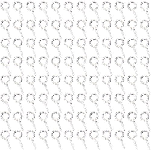 Shapenty Mini Metal Screw Eye Pin Hook Small Hoop Peg for Resin Keychain Crafts Christmas Ornaments Earring Necklace Bead Charm Jewelry Making Projects Cork Bottles,150PCS (8x4mm, Bright Silver)