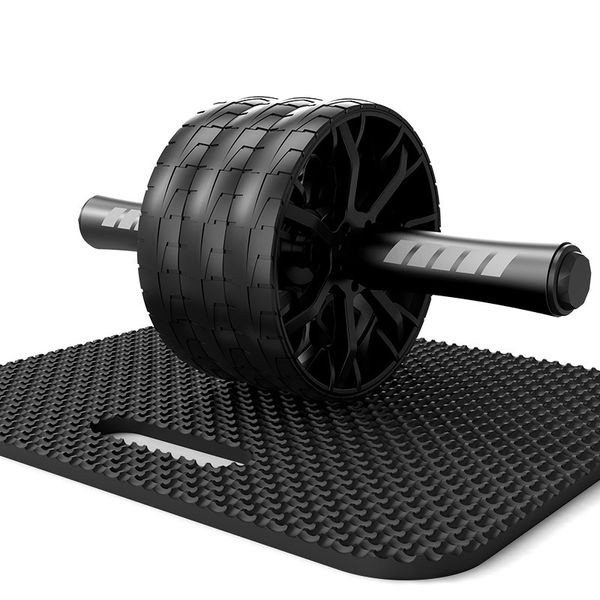 Main work AB slide non-slip silent ab power wheel AB roll-out abdominal muscle core strengthening exercise equipment + big size knee pad, black, DDZJFL-001