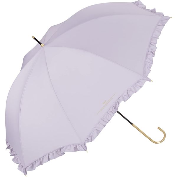 [2023] Wpc. 6181-02-001 Rain Umbrella, Feminine Frill, Lavender, Long Umbrella, 22.8 inches (58 cm), For Both Rain and Shine, Large, Adult Cute, Classical, Gold Handle, Stylish, Cute