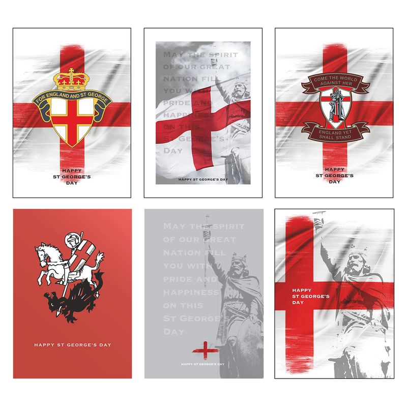 St George's Day Cards - Pack of 6 mixed designs with England flag ...