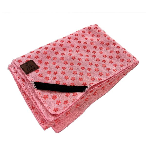 Waha Yoga - Microfiber Yoga Towel - Non-Slip - With Carry Bag - 72" x 24" - Yoga Towel (Pink)