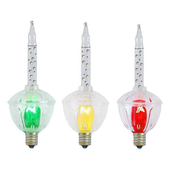 Novelty Lights 3 Light Traditional Christmas Bubble Light Replacement Pack, Multi Color Clear Base, Clear Liquid