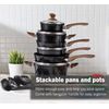 15 Piece Nonstick Induction Cooking Kitchen Cookware Sets Granite Pots and Pans