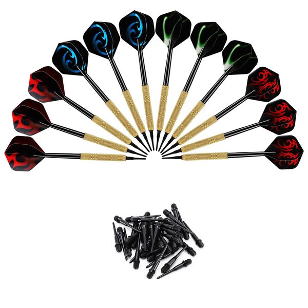 Accmor 12 Pcs Darts Plastic Tip, Soft Tip Darts Set, 14g Plastic Tipped Dart, Attach Extra 36 Black 2BA Replacement Tips, Soft Tip Darts for Electronic/Plastic Dartboard