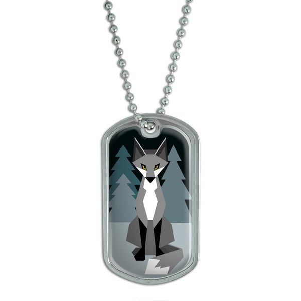 GRAPHICS & MORE Geometric Winter Fox Military Dog Tag Keychain
