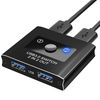 USB Switch, USB 3.0 Switcher 2 in 2 Out, Switcher 2 computers Sharing 2 Devices for Printer, Keyboard, Scanner, Mouse, Compatible with Mac/Win/Linux