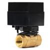Motorized Ball Valve, 9-36V AC/DC, 2 Wire Auto Return Setup, Normally Open, 2 Indicator Lights (Brass, 1/2)