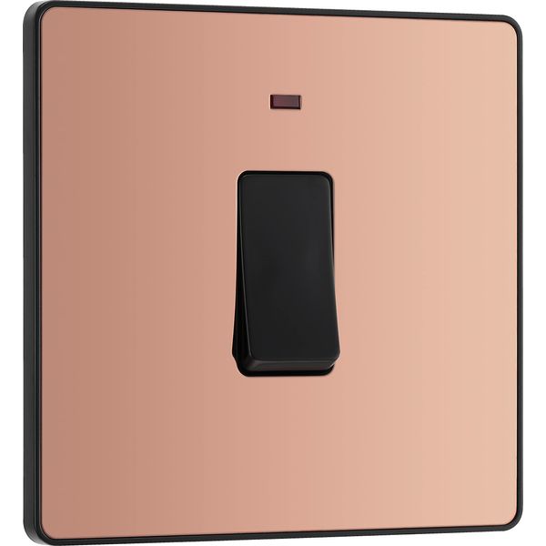 BG Electrical Single Wall Switch with LED Power Indicator, Double Pole, Screwless Front Plate, Round Edges, Evolve, Polished Copper, 20A, PCDCP31B