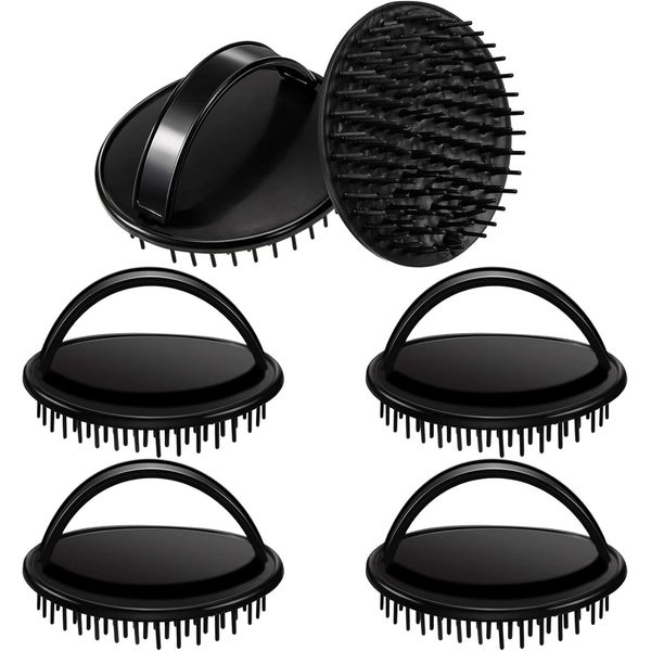 Geiserailie 6 Pieces Hair Scalp Massager Brush Dandruff Cleaning Brush Hair Shower Massage Brush Hair Shampoo Brush for Women Men Thick Short Hair (Black)