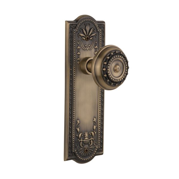 Nostalgic Warehouse Meadows Plate with Meadows Knob, Single Dummy, Antique Brass
