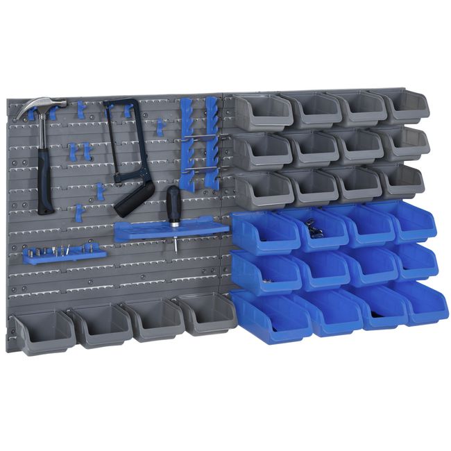 Indoor Tool Organization Rack w/ Peg boards & Hooks for Garage or Workshop, Blue