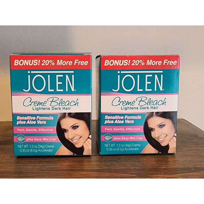 Lot Of 2 - Jolen Creme Bleach SENSITIVE Formula Lightens Dark Hair 1.2 oz