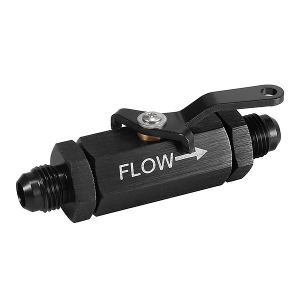 AN10 10AN Black Inline Fuel Shut Off Valve Cut Off Flow Control w/ Cable Lever