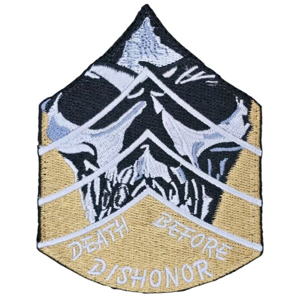 DEATH BEFORE DISHONOR SKULL LIGHT DESERT TACTICAL ARMY HOOK MORALE PATCH