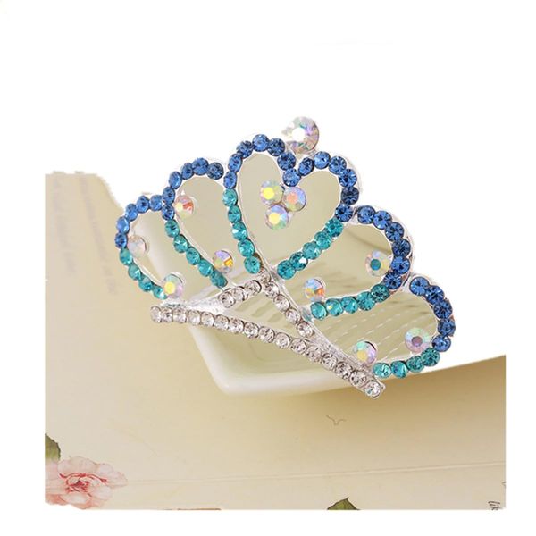 Beetoo Princess Tiara Comb, 2PCS Crystal Rhinestone Crown Hair Comb, Mini Crown Rhinestone Hair Comb for Women (Blue)