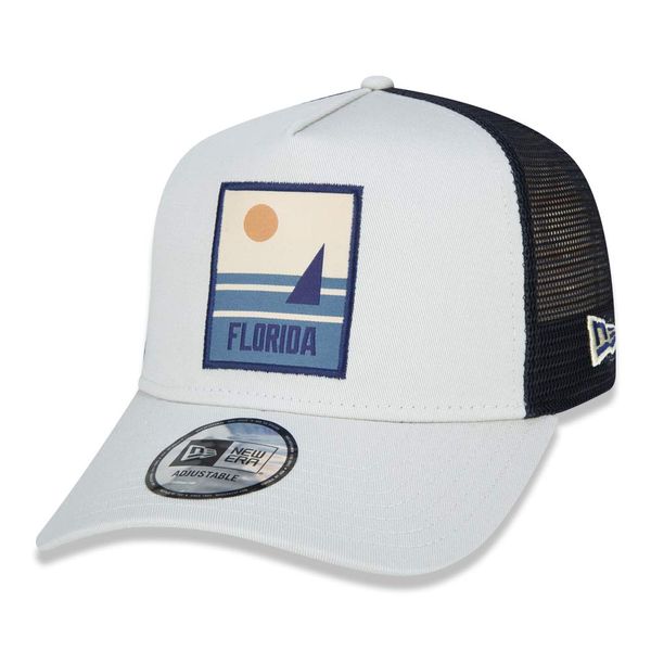 New Era Florida Location Patch Stone A-Frame Adjustable Trucker Cap - One-Size