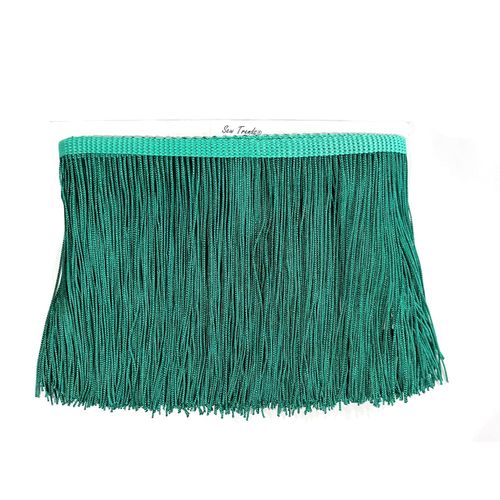SEW TRENDS 5 Yards of 4" Long Chainette Fringe Thread Yarn Tassel Trim Braid Fringe for Crafts Sewing and Decor-Hunter Green