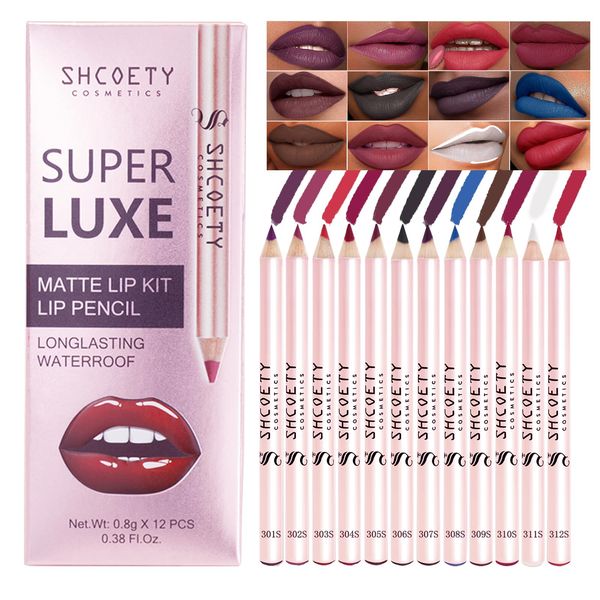 Domality Colorful Matte Lip Liner Pencil Set, 12Pcs Creamy Nude Lip Liner, Smooth Long Lasting Waterproof High Pigmented Lip Makeup Pencil