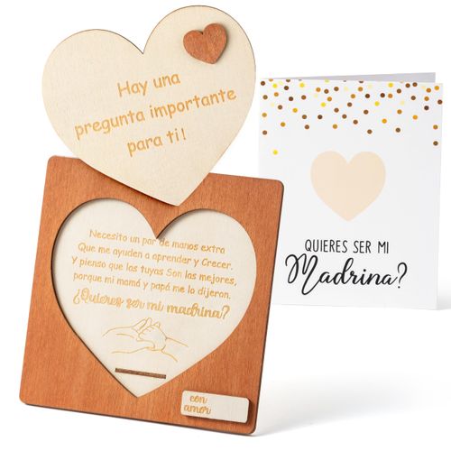 CJiangpo Will You Be My Godmother Proposal Gift, Madrina Proposal Gift in Spanish Godmother Card Ideas from Godchild, Wooden God Mother Announcement Baptism Christmas Gift
