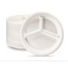 10" Disposable Round Plates (3 Compartment) - 25 Pieces - Biodegradeable Bagasse