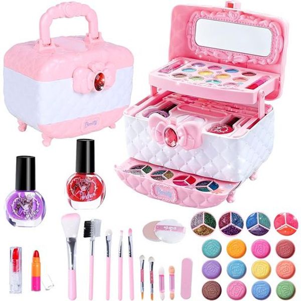 Cosmetic set, toy, girls makeup set, makeup set, girls makeup set, girls dresser, kids makeup case included, kids role play, popular birthday gift for 6, 7, 8, 9, 10, 11, 12, 13 year old girls, Christmas gift 