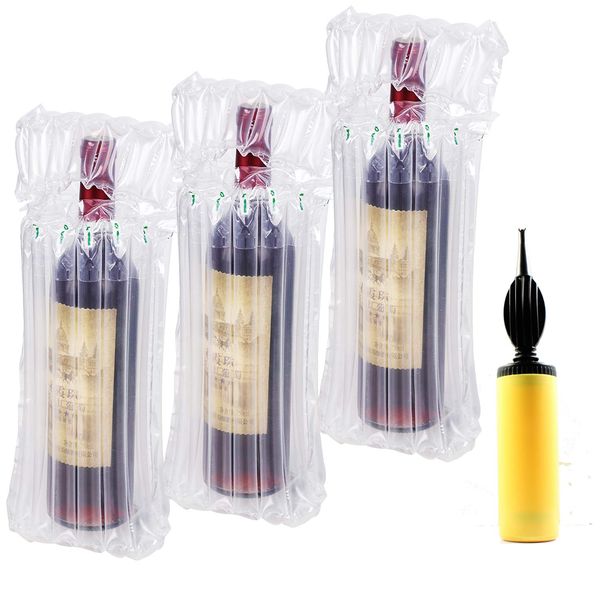 Inflatable Wine Bottle Protector Bag, 25 Pack Wine Travel Bags w/Air Pump, Air Column Cushion Packaging Bag Wine for Shipping Travel Luggage Suitcase (25)