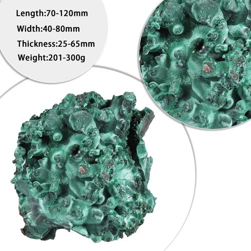 mookaitedecor 201-300g Natural Malachite Crystal Cluster Geode Stone Mineral Specimen for Desk Decor, Green Healing Crystal Gift for Collectors, Small Raw Crystal Ornament Rock for Collection Display
