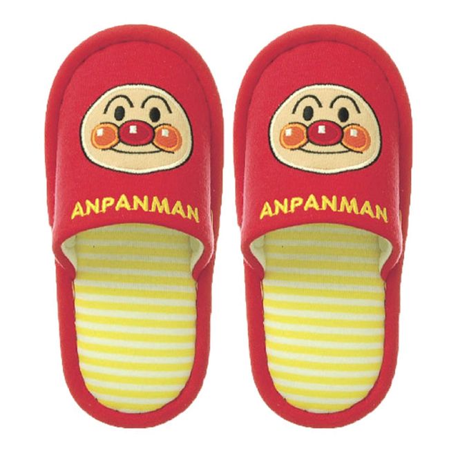 Nippon 240120 Children's Slippers, Let's Go! Anpanman 5.5 - 6.3 inches (14 - 16 cm), Red, Embroidery