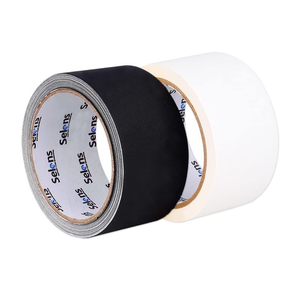 Selens Gaffer Tape, Permacell, 2.0 inches (50 mm x 10 m), Set of 2, White/Black for Video, Party Shooting and Stage