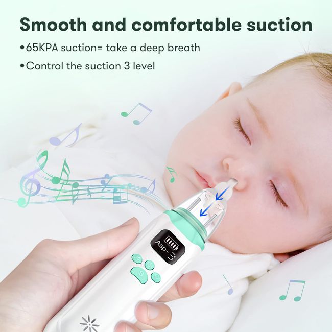 Electric Nasal Aspirator for Baby - Baby Nose Sucker, Booger Sucker for  Babies Toddlers Infants Newborns Kids with 3 Suction Levels & Music &  Light