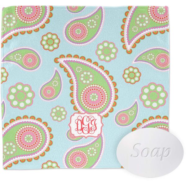 Personalized Blue Paisley Washcloth