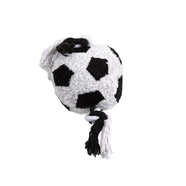 Plush and Rope 8" Dog Toy Sports Ball Squeaker Choose Your Favorite or Set of 4 (8 Inch Soccer Ball)