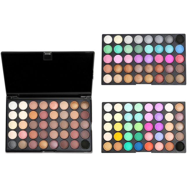 JewelryWe 120 Colors Cosmetic Powder Makeup Matte Shimmer Eye Shadow Palette