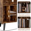 Large Record Player Stand Vinyl Record Storage Cabinet Table w/Power Outlet Legs