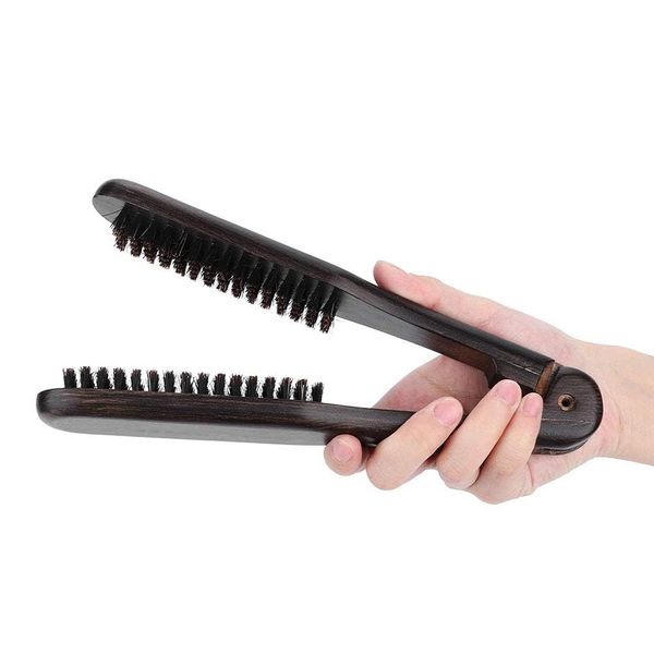 21x3.5cm/8.2x1.4in Double Brushes Comb, Double Brushes Hair Straightening Comb Double Sided Hairdressing Comb Wooden Anti Static Hair Straightener Brushes for Hair Styling Straightening