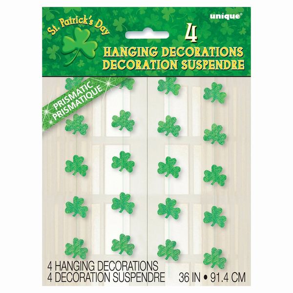 36" Hanging Saint Patrick's Day Shamrock Decorations, 4ct